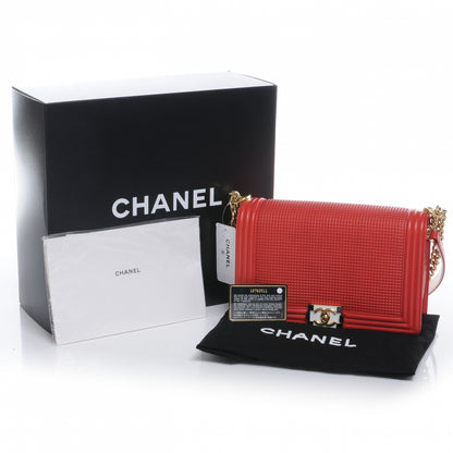 Chanel Lambskin Square Quilted Large Boy Cube Flap Rouge Blanc Cruise 8 of 8