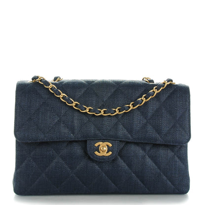 Chanel Toile Quilted Jumbo Single Flap Dark Blue 1 of 8