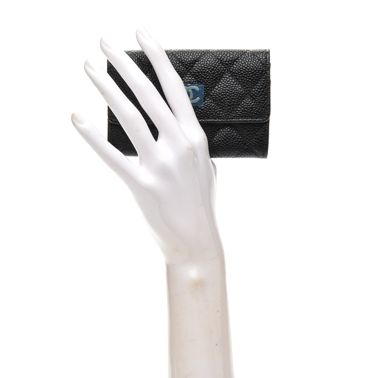 Caviar Quilted Flap Card Holder Black