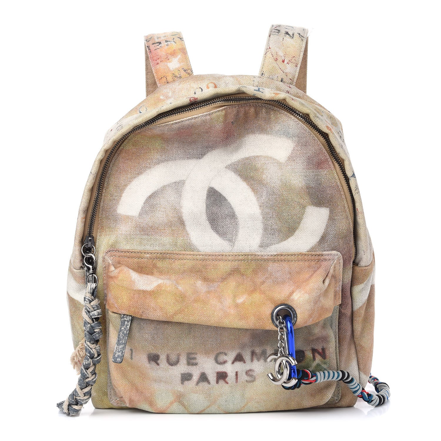 Chanel Graffiti Printed Canvas Medium Backpack Beige 1 of 9