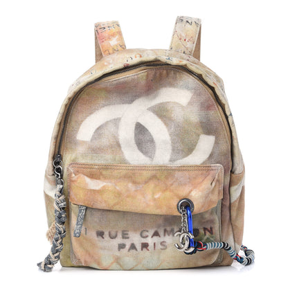 Chanel Graffiti Printed Canvas Medium Backpack Beige 1 of 9