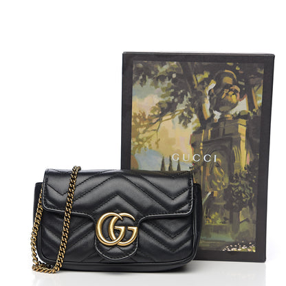 Gucci Calfskin Matelasse Super Mini GG Marmont Shoulder Bag Black 13 of 13