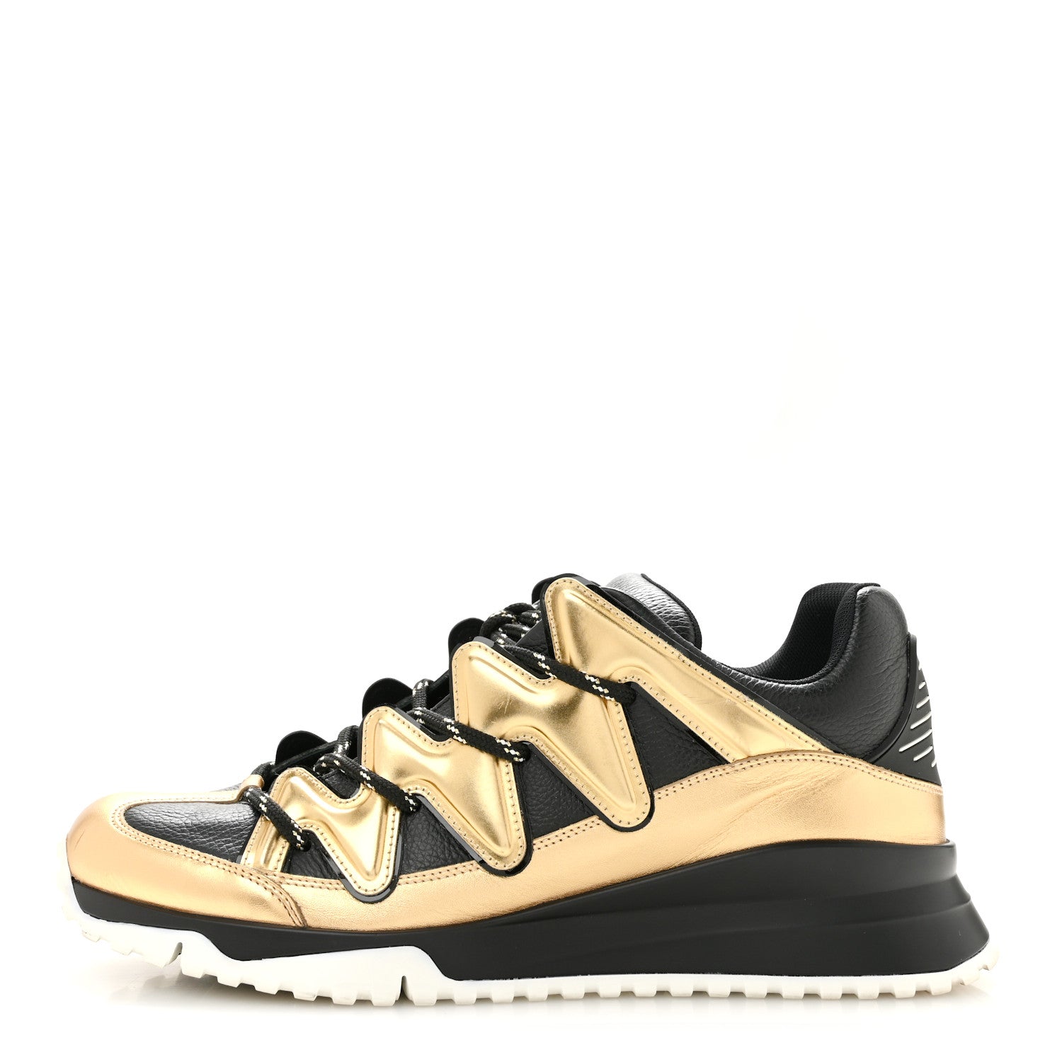 Louis Vuitton Calfskin Mens Zig Zag Sneakers 8 Black Gold 1 of 9