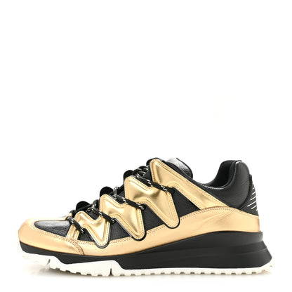 Louis Vuitton Calfskin Mens Zig Zag Sneakers 8 Black Gold 1 of 9