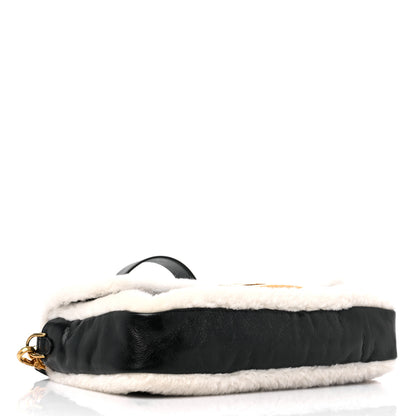 Fendi Lambskin Sheepskin Fur Large Baguette Black 4 of 9