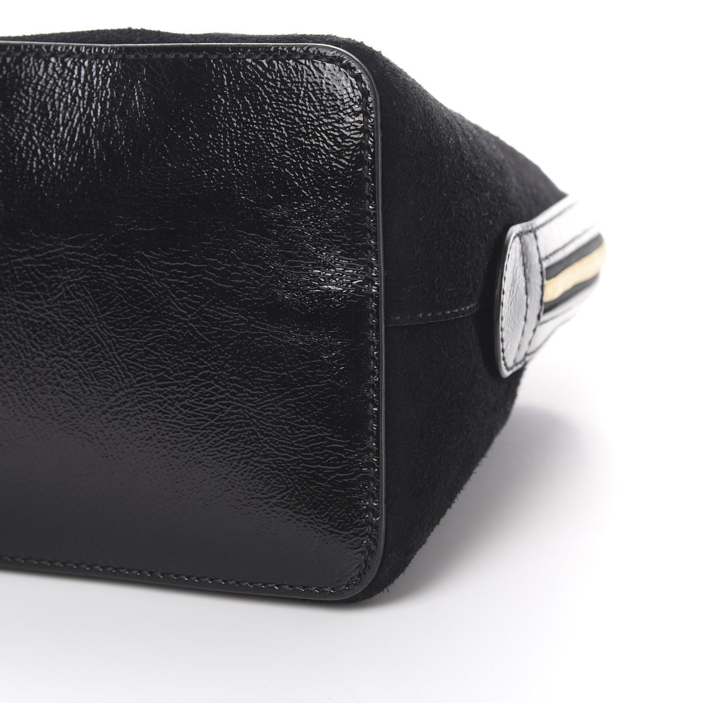Suede Patent GG Web Medium Ophidia Top Handle Dome Bag Black