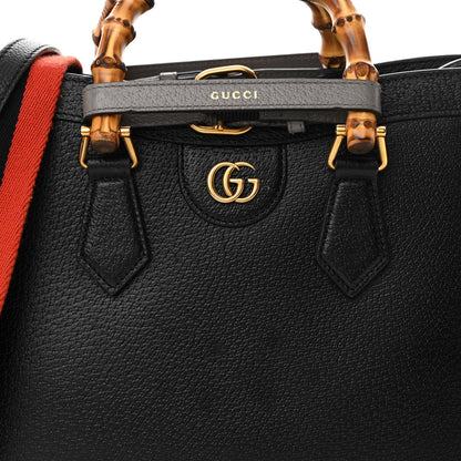 Gucci Textured Dollar Calfskin Web Small Diana Tote Bag Black Dusty Grey 8 of 22
