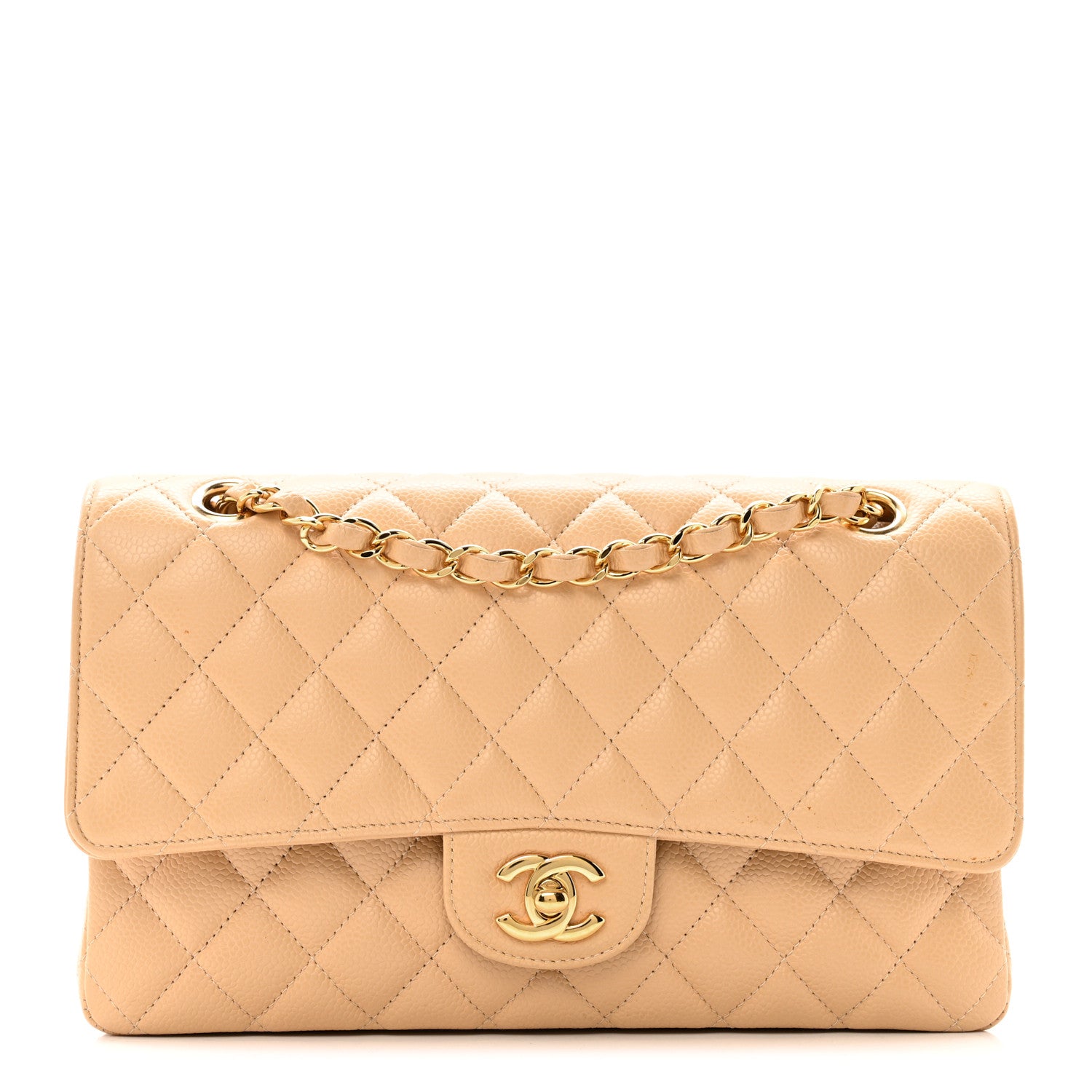Chanel Caviar Quilted Medium Double Flap Beige Clair 1 of 14