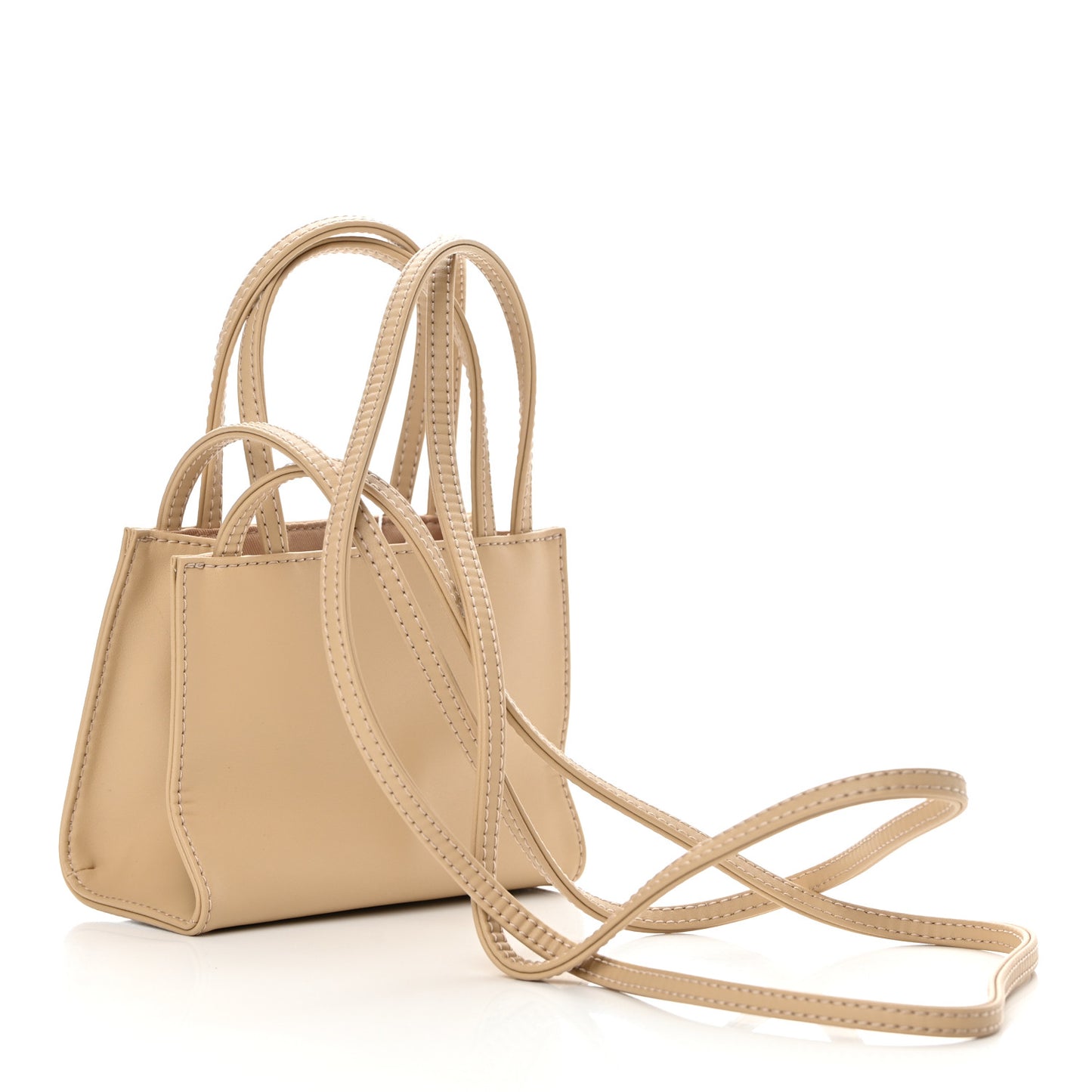 Vegan Leather Small Shopping Bag Cream