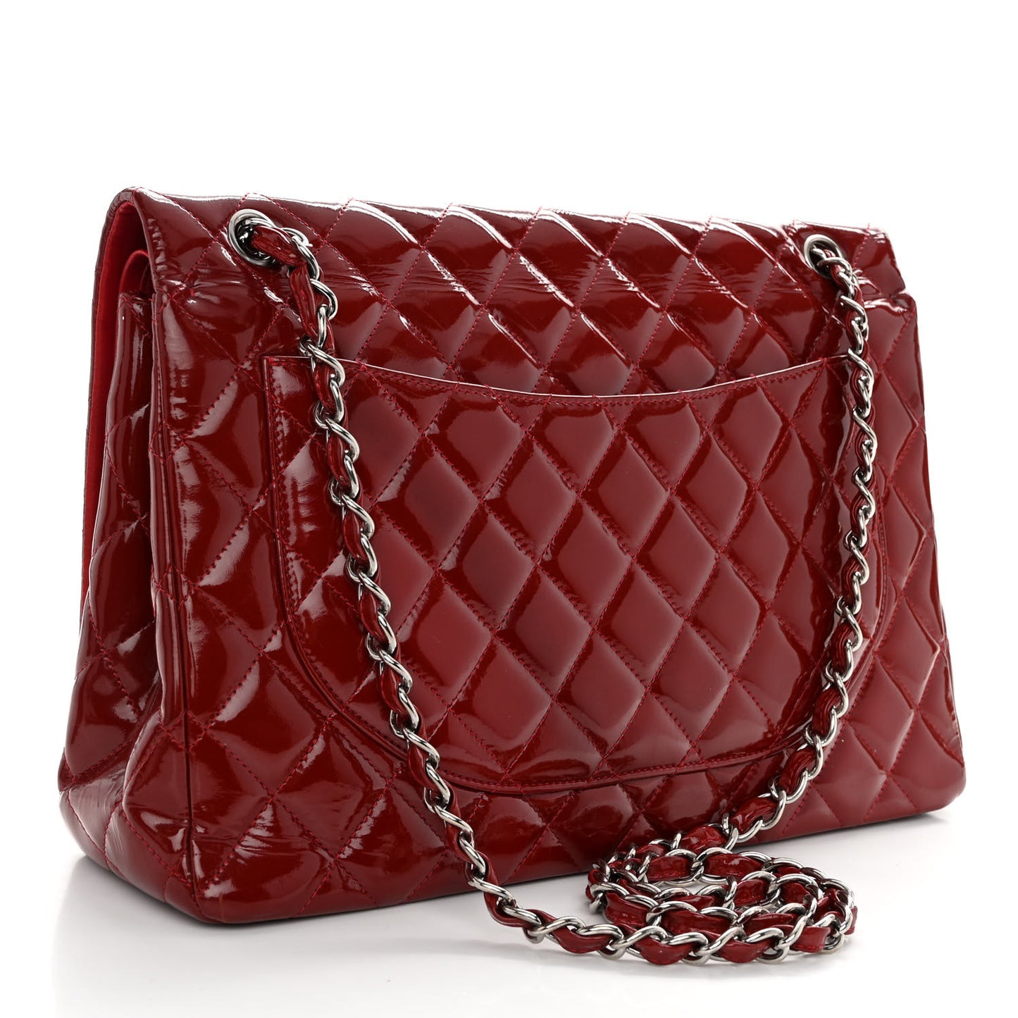 Patent Quilted Maxi Double Flap Red