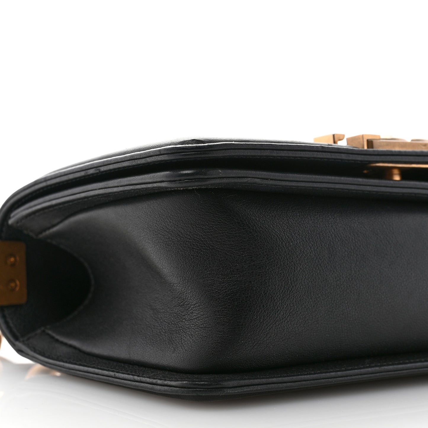 Calfskin Quilted Small Boy Flap Black