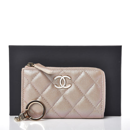 Chanel Iridescent Caviar Quilted Key Holder Case Light Gold 8 of 8