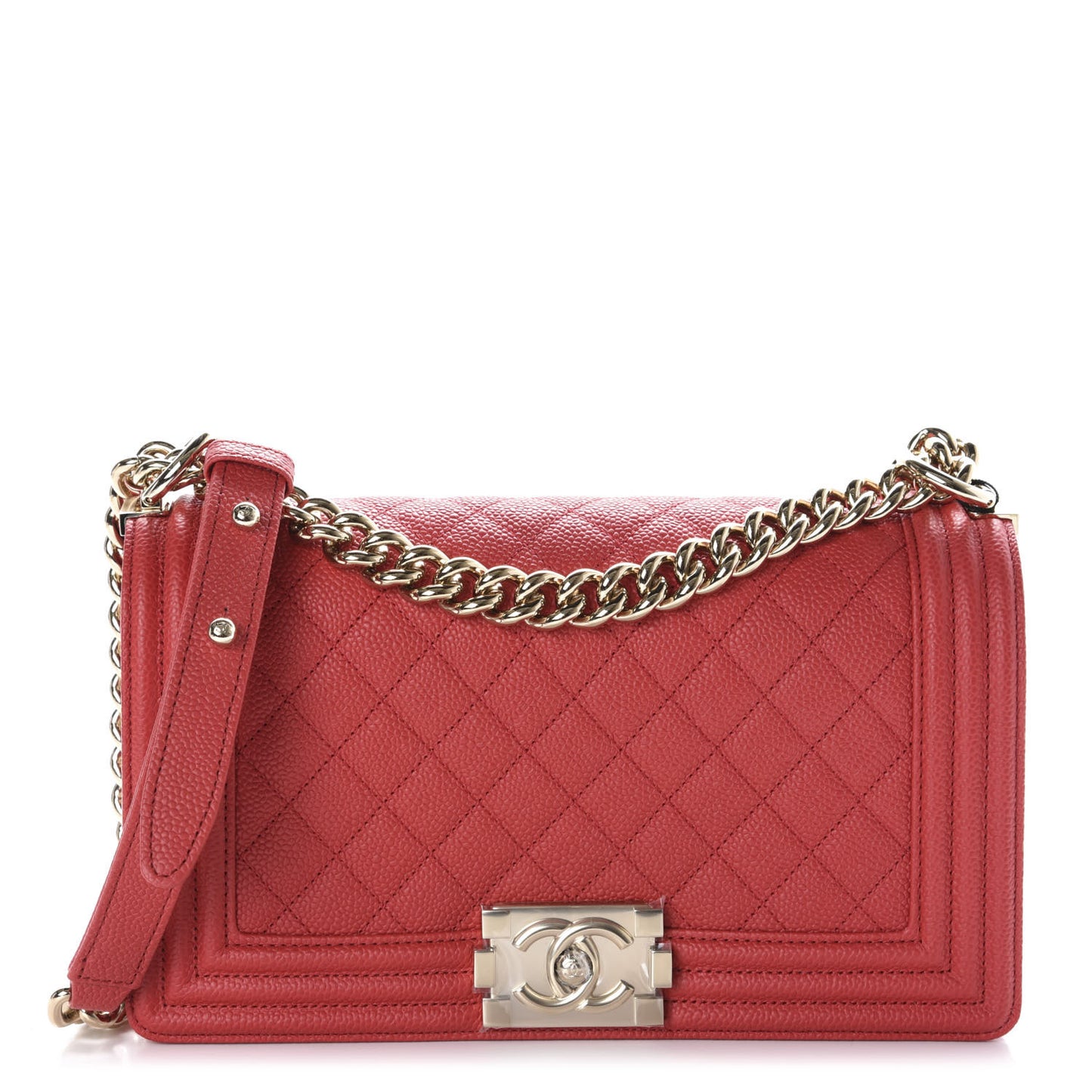 Caviar Quilted Medium Boy Flap Red