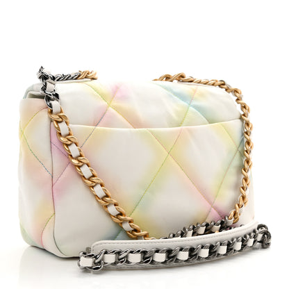 Chanel Printed Goatskin Quilted Medium Chanel 19 Flap White Multicolor 3 of 9