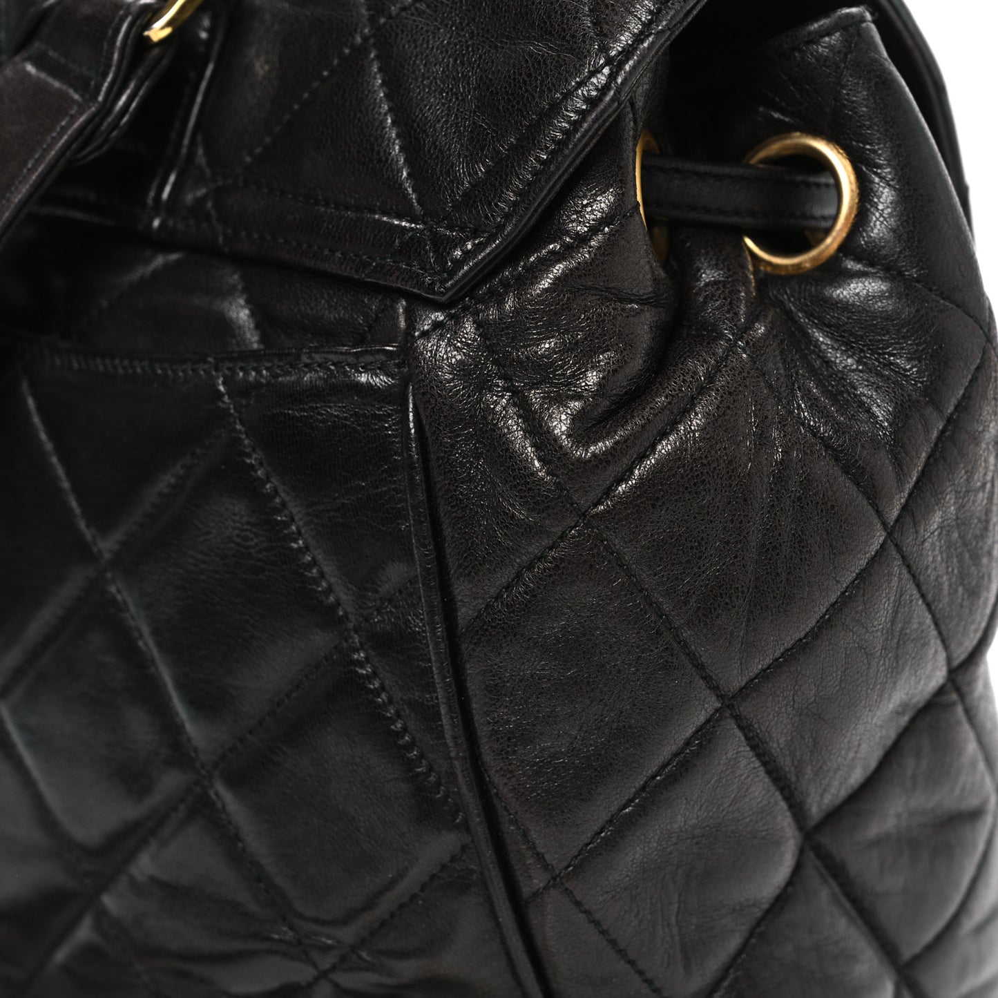 Lambskin Quilted Backpack Black