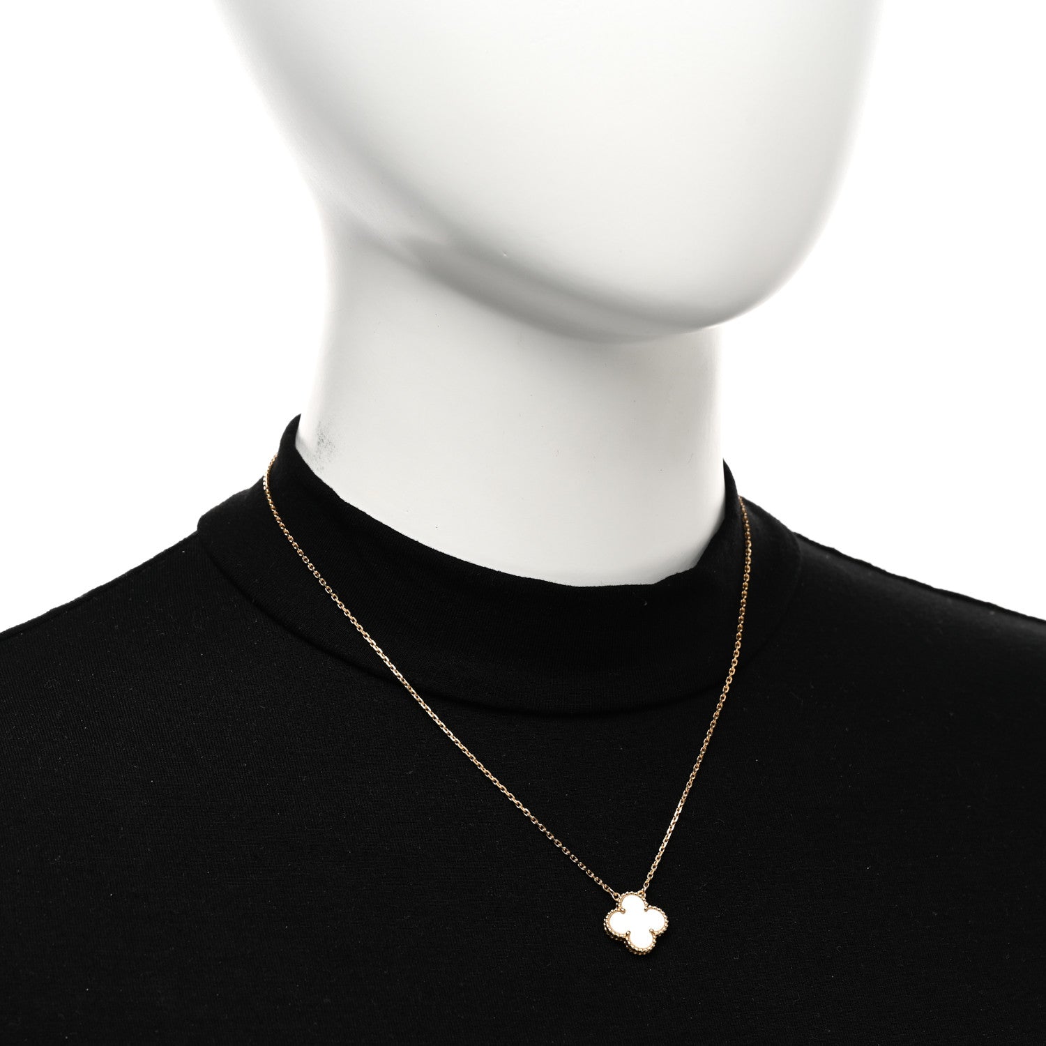Van Cleef & Arpels 18K Yellow Gold Mother of Pearl Vintage Alhambra Pendant Necklace 2 of 5