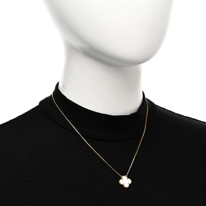 Van Cleef & Arpels 18K Yellow Gold Mother of Pearl Vintage Alhambra Pendant Necklace 2 of 5