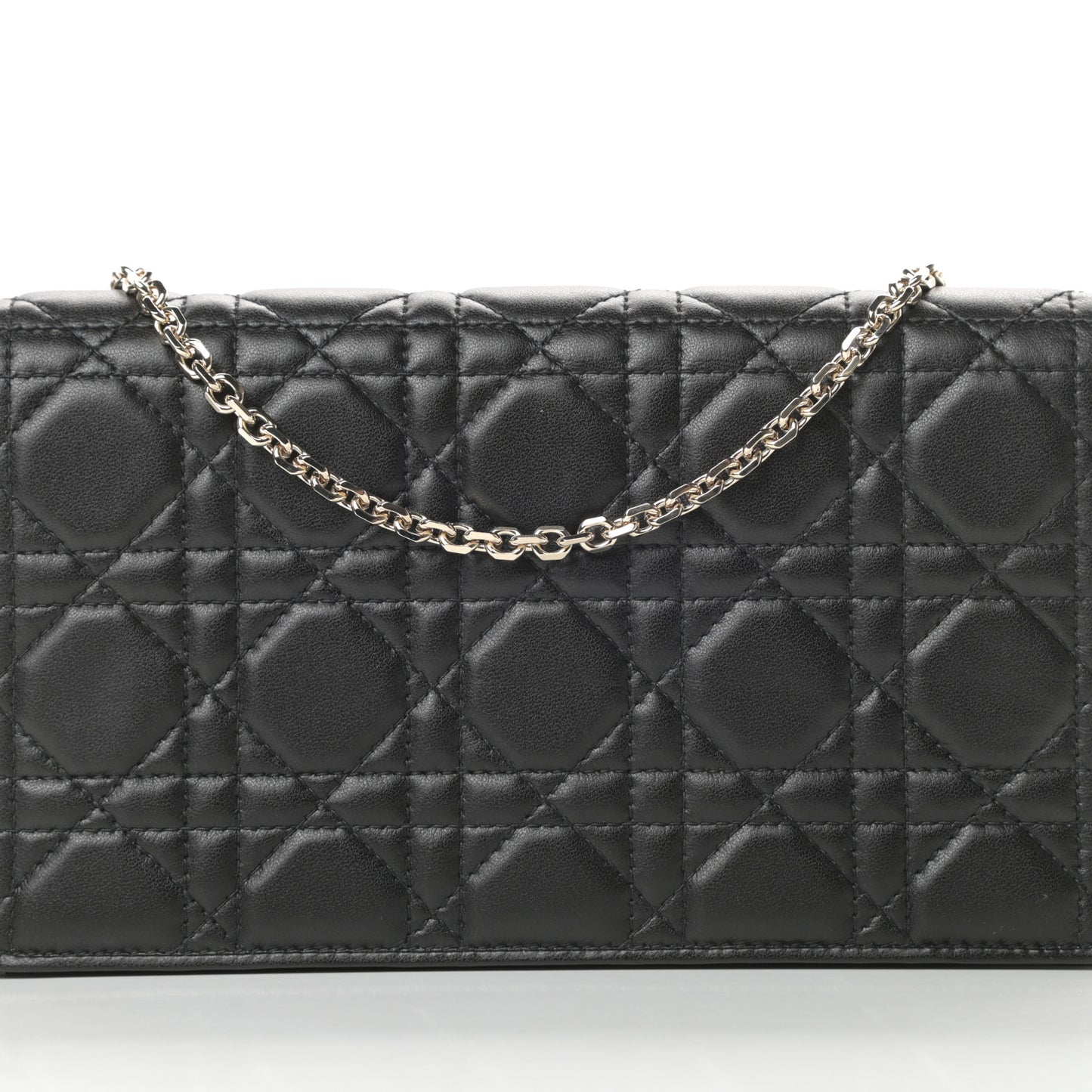 Lambskin Cannage Lady Dior Chain Wallet Black