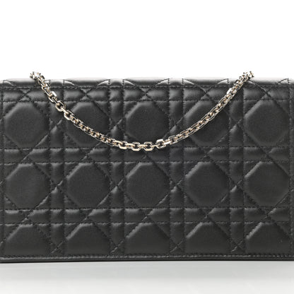 Christian Dior Lambskin Cannage Lady Dior Chain Wallet Black 10 of 13