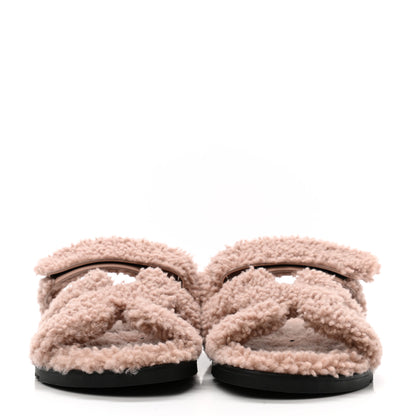 Hermes Woolskin Womens Chypre Sandals 39 Bois De Santal 2 of 8