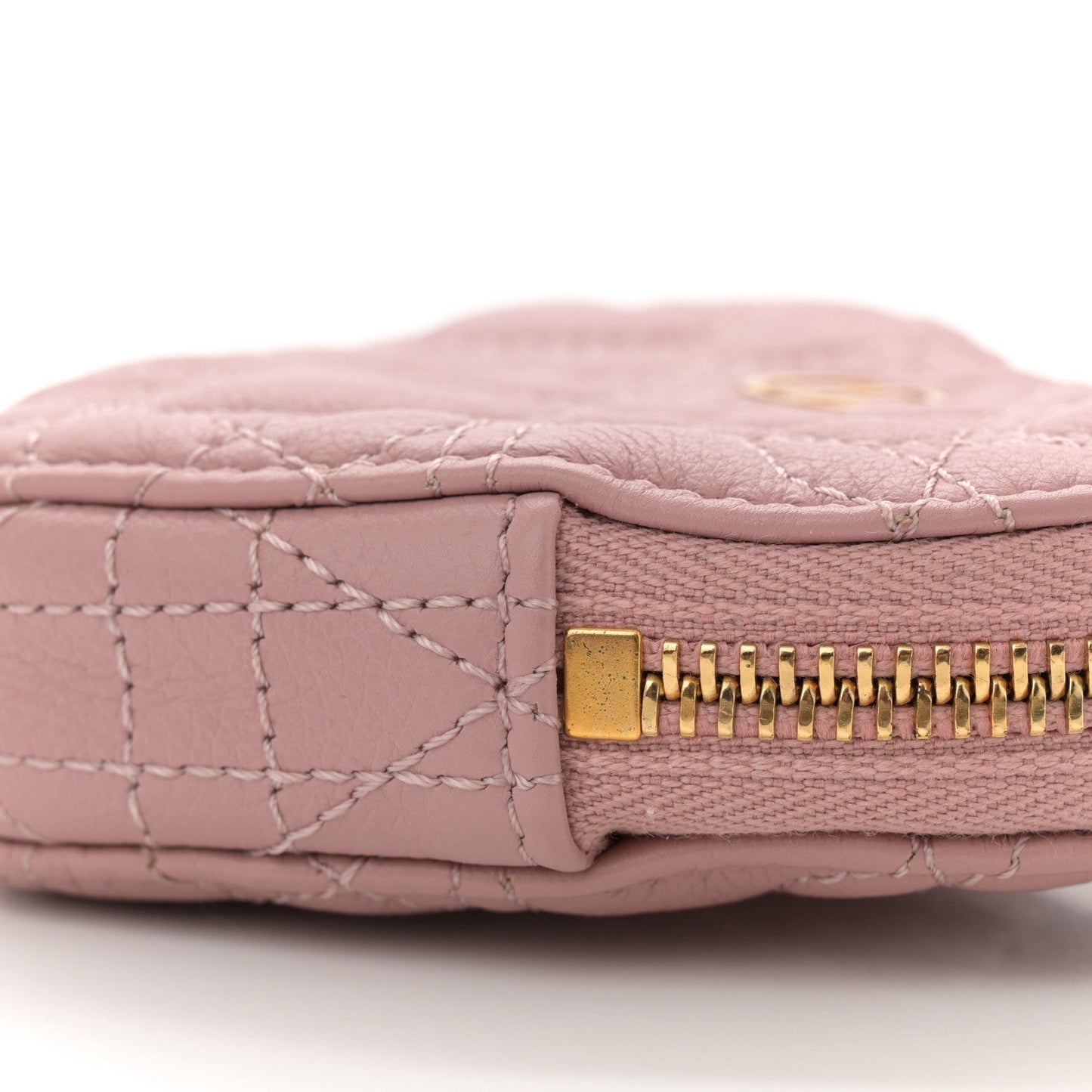 Calfskin Cannage Dioramour Caro Heart Pouch With Chain Old Rose