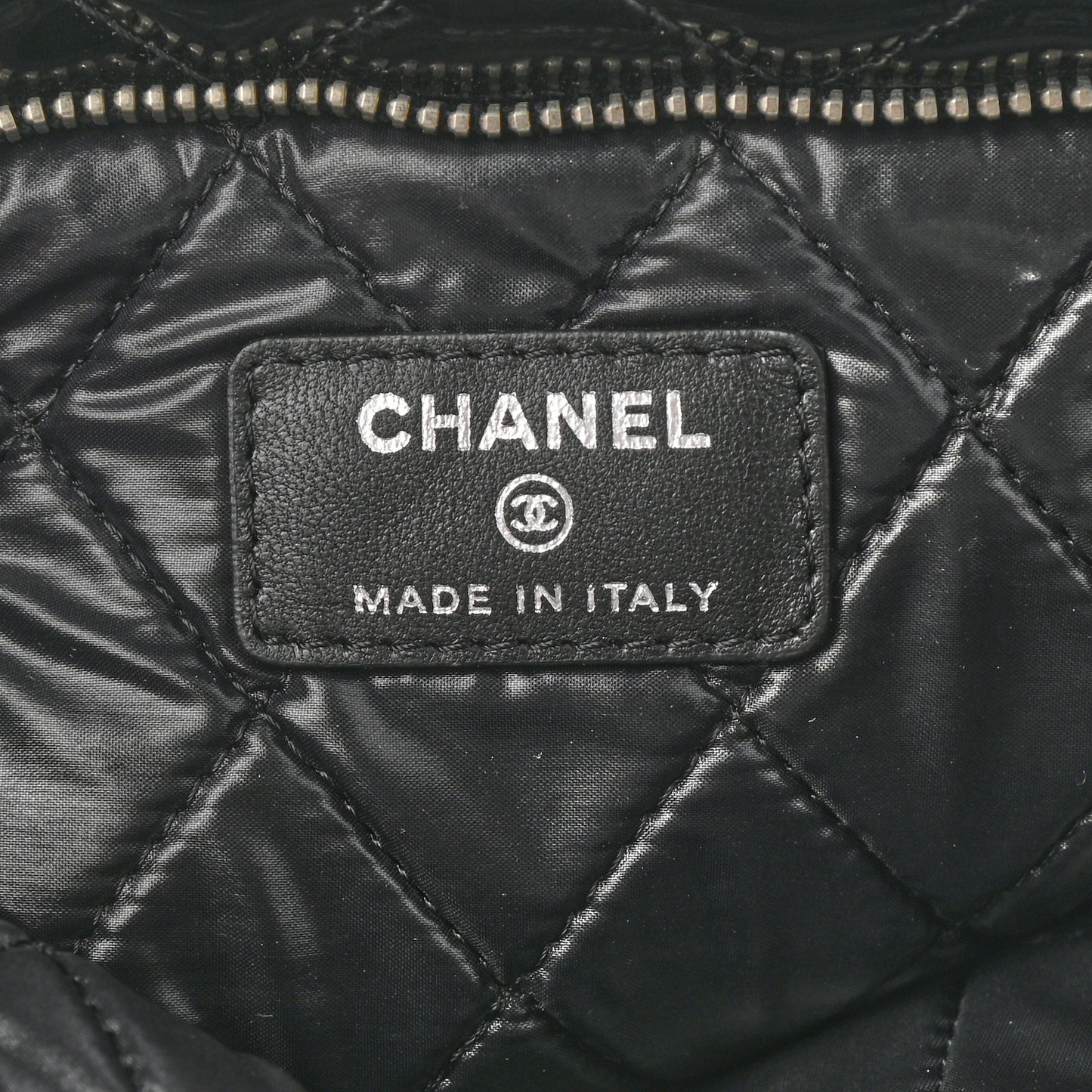 Patent Calfskin Quilted Beauty CC Clutch Black