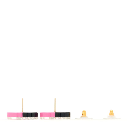 Chanel Resin Pearl CC Earrings Black Pink 3 of 5