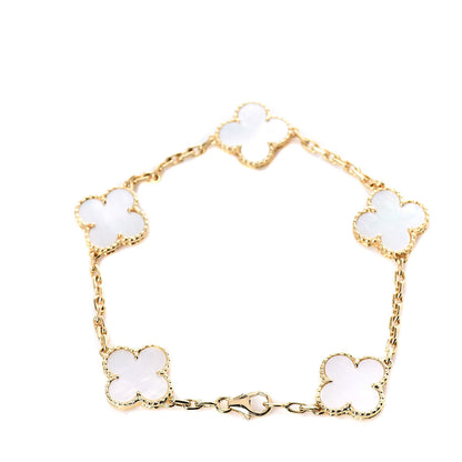 Van Cleef & Arpels 18K Yellow Gold Mother of Pearl 5 Motifs Vintage Alhambra Bracelet 3 of 6