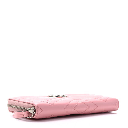 Gucci Calfskin Matelasse GG Marmont Zip Around Wallet Wild Rose 4 of 7