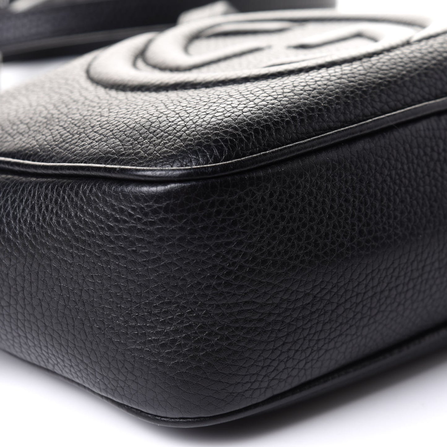 Pebbled Calfskin Small Soho Disco Bag Black