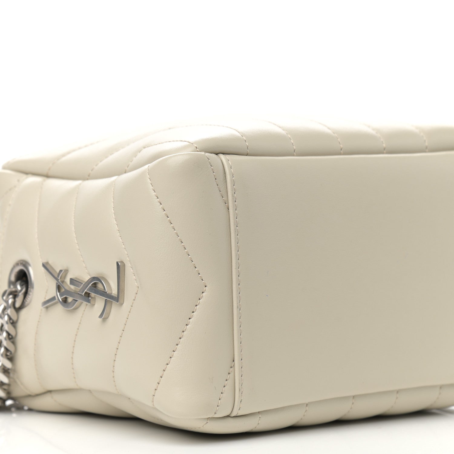 Saint Laurent Calfskin Y Quilted Monogram Small Loulou Bowling Bag Ivory 9 of 13