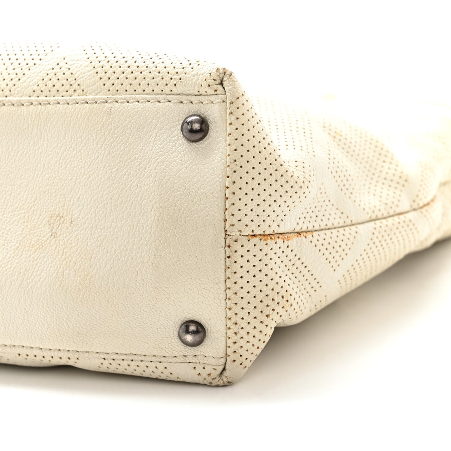 Goatskin Perforated Large CC Tote White
