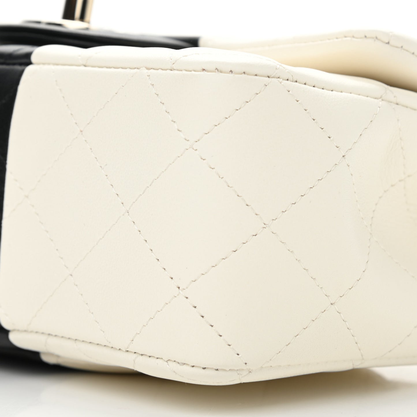 Lambskin Quilted Mini Rectangular Flap White Black