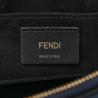 Fendi Chenille Vitello King Plexiglass FF Mini By The Way Top Handle Boston Bag Blue Black 6 of 10