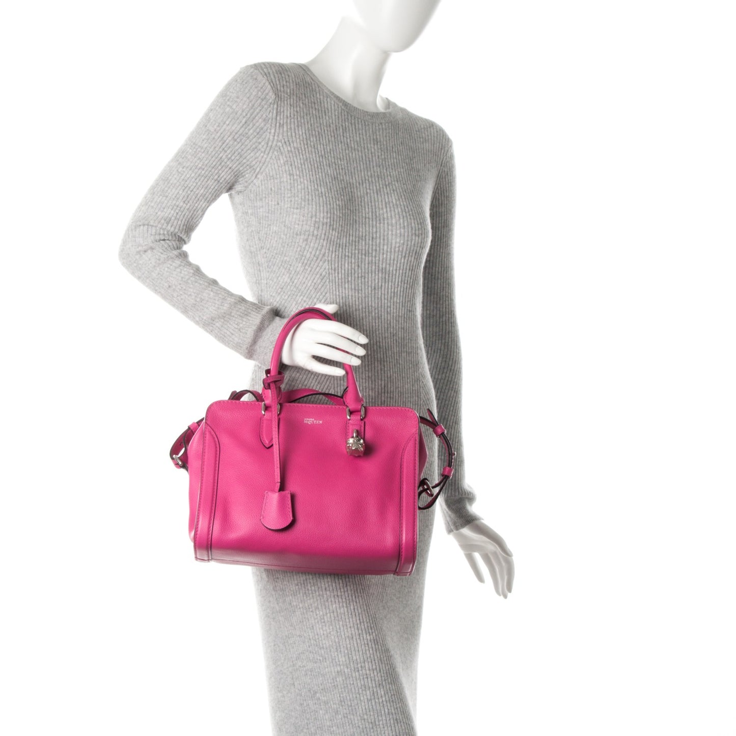 Pebbled Calfskin Small Skull Padlock Zip Around Tote Bouganville