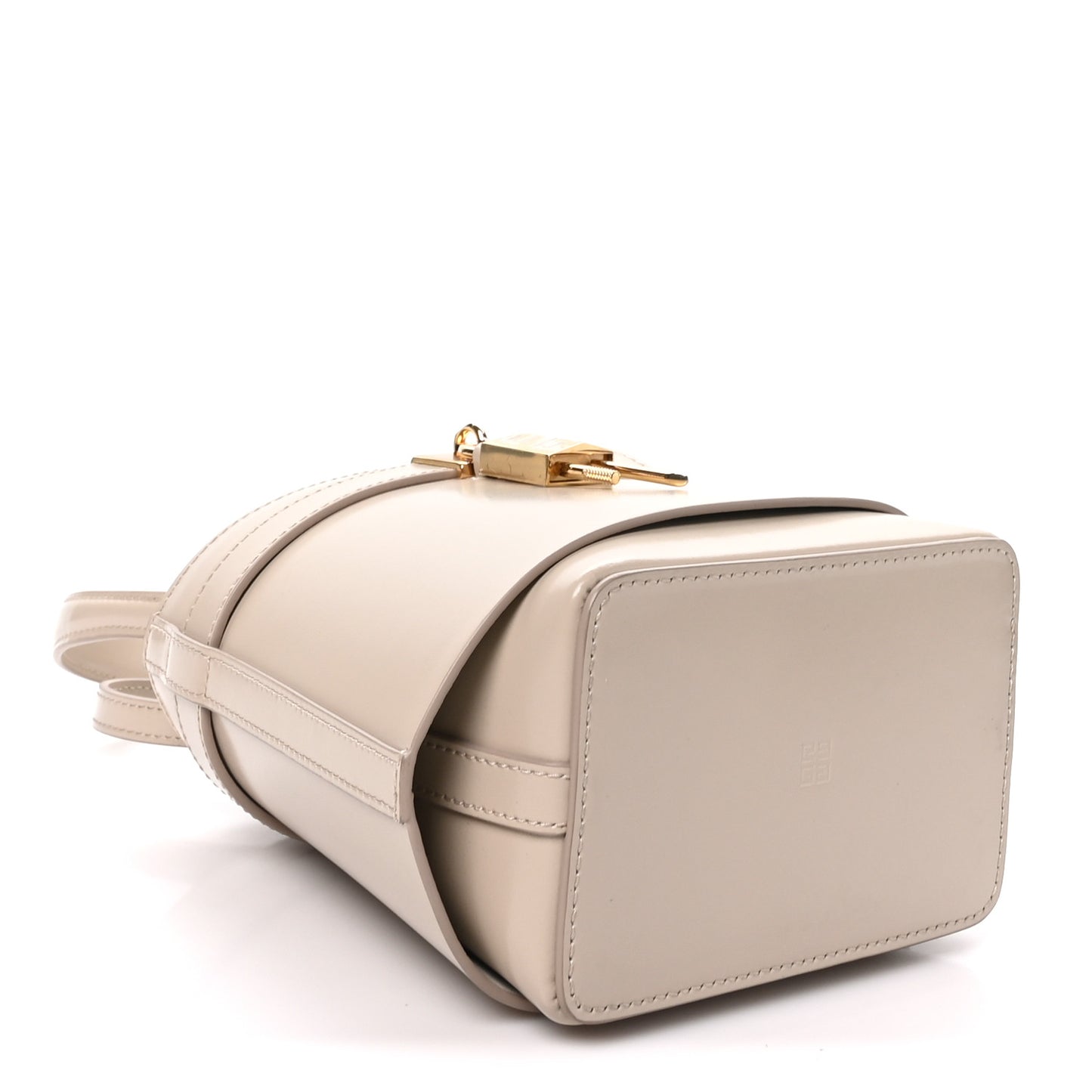 Box Calfskin Shark Lock Bucket Bag Beige