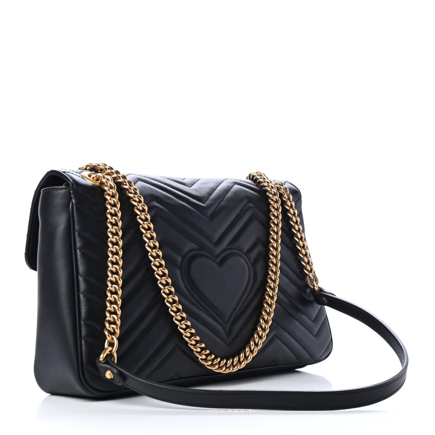 Calfskin Matelasse Medium GG Marmont Shoulder Bag Black