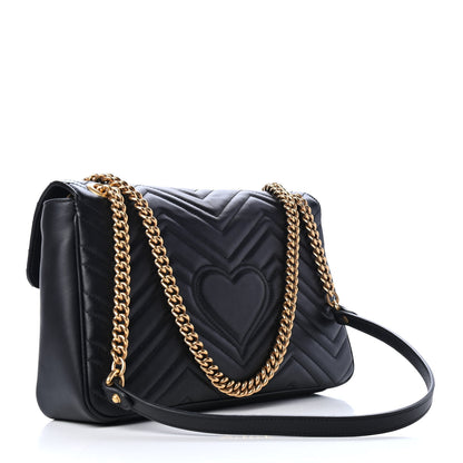 Gucci Calfskin Matelasse Medium GG Marmont Shoulder Bag Black 2 of 4