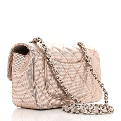 Chanel Metallic Calfskin Quilted Pixel Effect Mini Rectangular Flap Pink Gold 3 of 11
