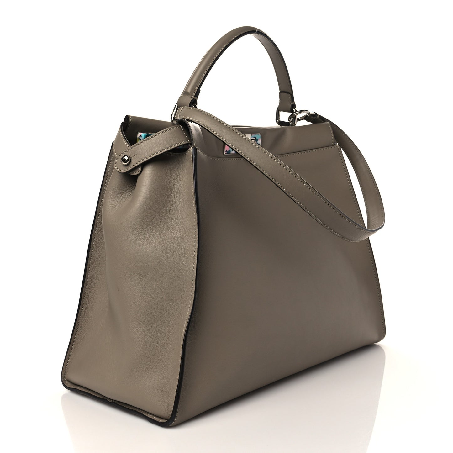 Vitello Seta Plexiglass Granite Large Peekaboo Iconic Satchel Tortora