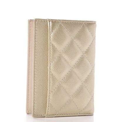 Chanel Metallic Caviar Quilted Card Holder Wallet Gold 3 of 8