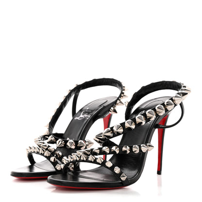 Christian Louboutin Calfskin Spikita Slingback 100 Stiletto Pumps 38.5 Black Silver 3 of 8
