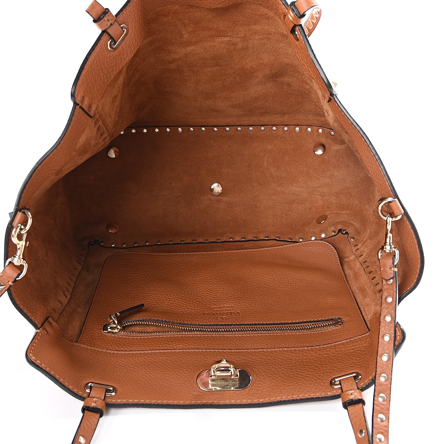 Valentino Garavani Pebbled Calfskin Medium Rockstud Tote Light Cuir 4 of 8