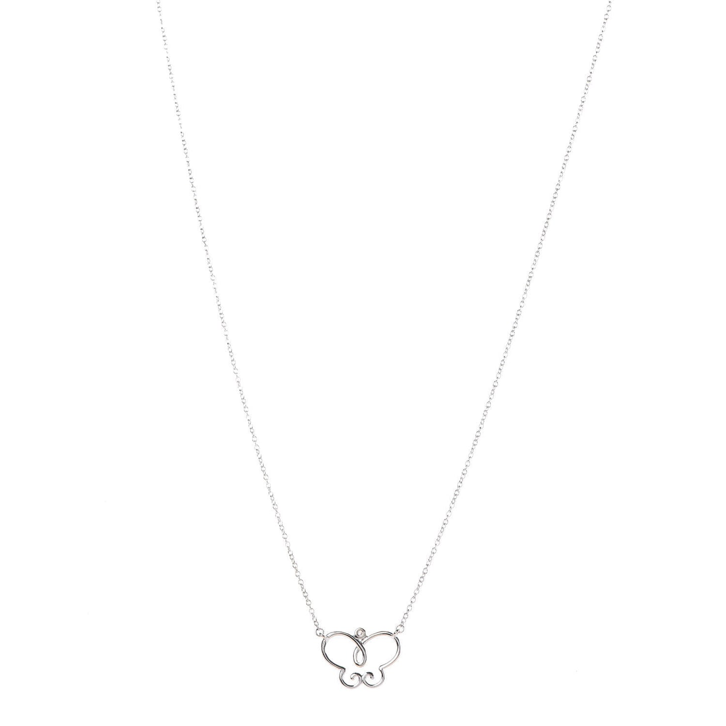 18K White Gold Diamond Paloma Picasso Butterfly Pendant Necklace