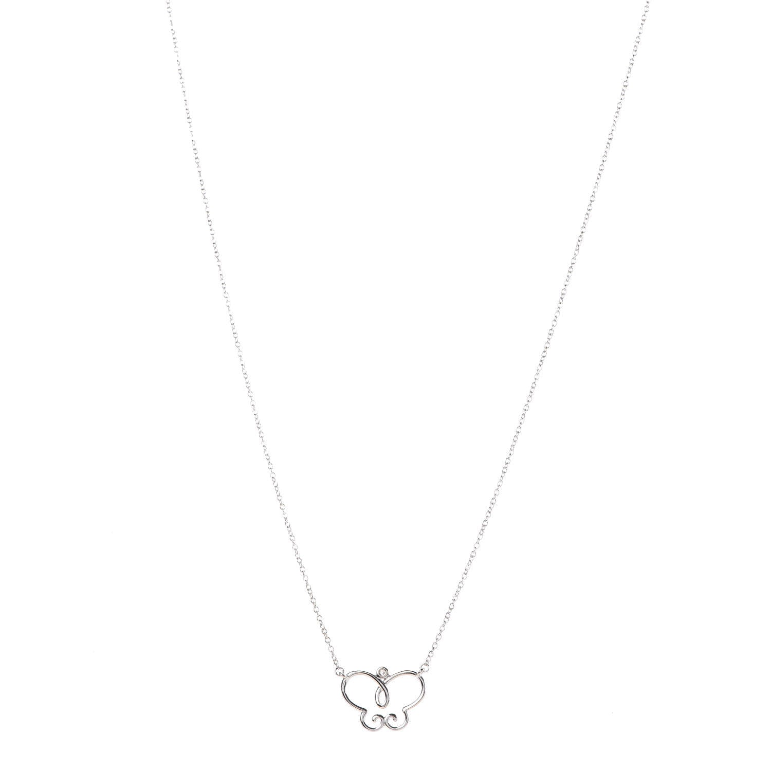 Tiffany 18K White Gold Diamond Paloma Picasso Butterfly Pendant Necklace 3 of 6