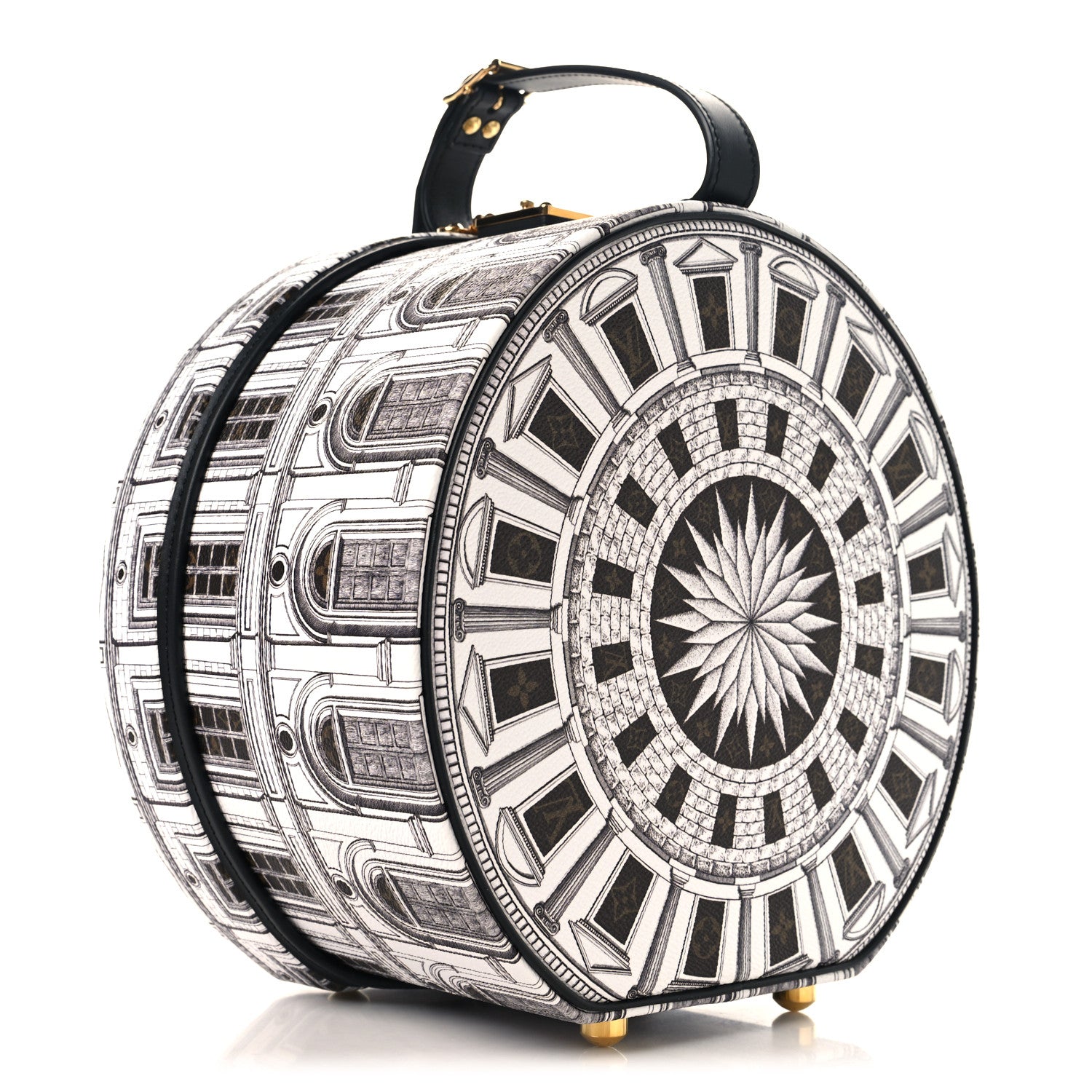 Louis Vuitton X FORNASETTI Calfskin Architettura Petite Boite Chapeau White Black 3 of 9
