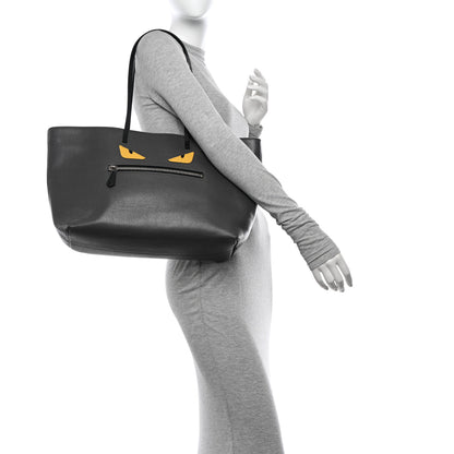 Fendi Vitello Elite Cuoio Monster Buggies Medium Roll Tote Carbone Black Multicolor Magenta 2 of 12
