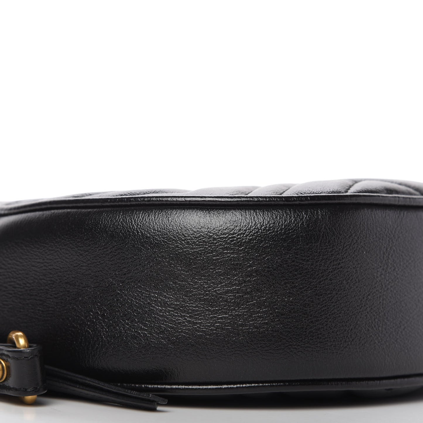 Azalea Calfskin Matelasse Heart Mini GG Marmont Round Shoulder Bag Black