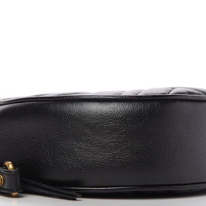 Gucci Azalea Calfskin Matelasse Heart Mini GG Marmont Round Shoulder Bag Black 6 of 10