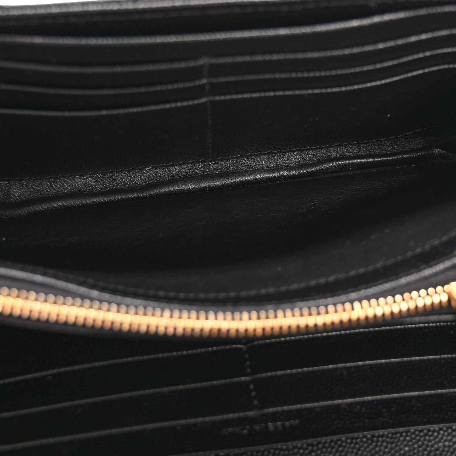 Saint Laurent Grain De Poudre Matelasse Chevron Monogram Flap Wallet Black 5 of 10